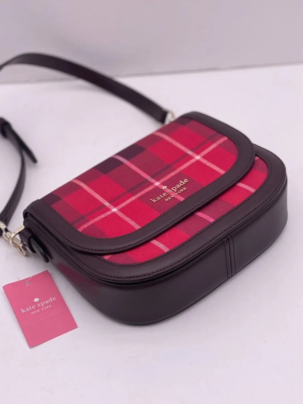 Kate Spade New York BLAKE PLAID SADDLE  CROSSBODY BAG